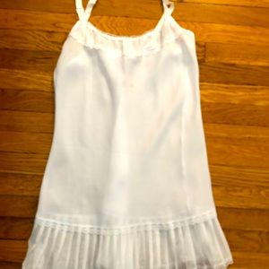 Victoria’s Secret pure white satin baby doll slip with ruffle hem